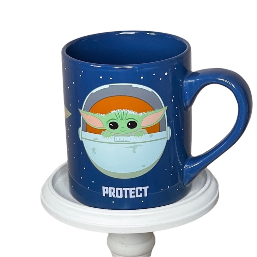 Star Wars The Child 'Protect, Attack, Snack' Blue Spotted Ceramic Coffee…